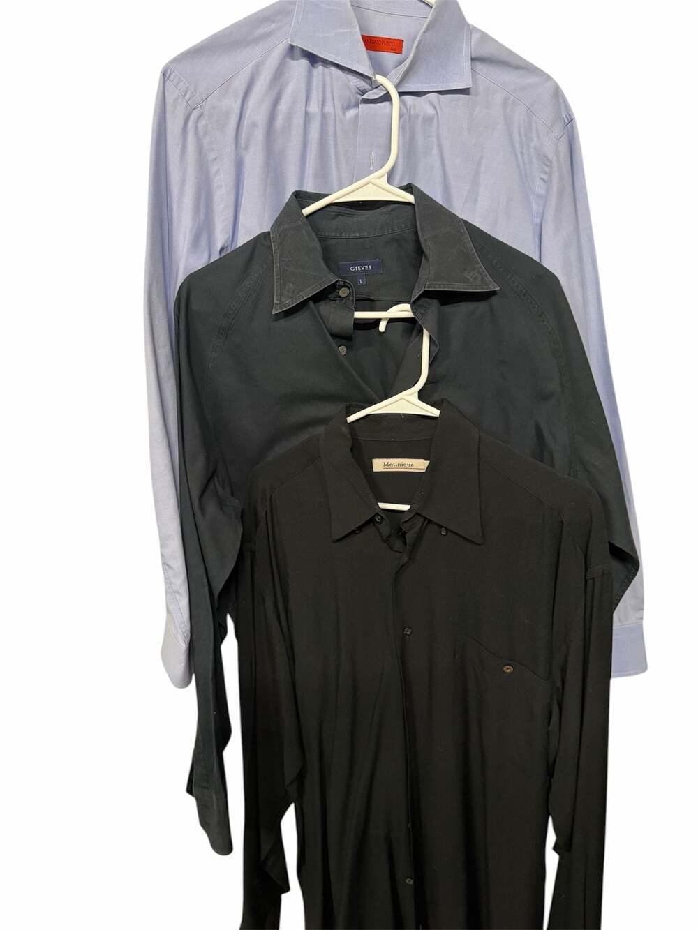 Gieves & Hawkes Men's Black Cotton Button Down Dress Shirt all 3 Size L